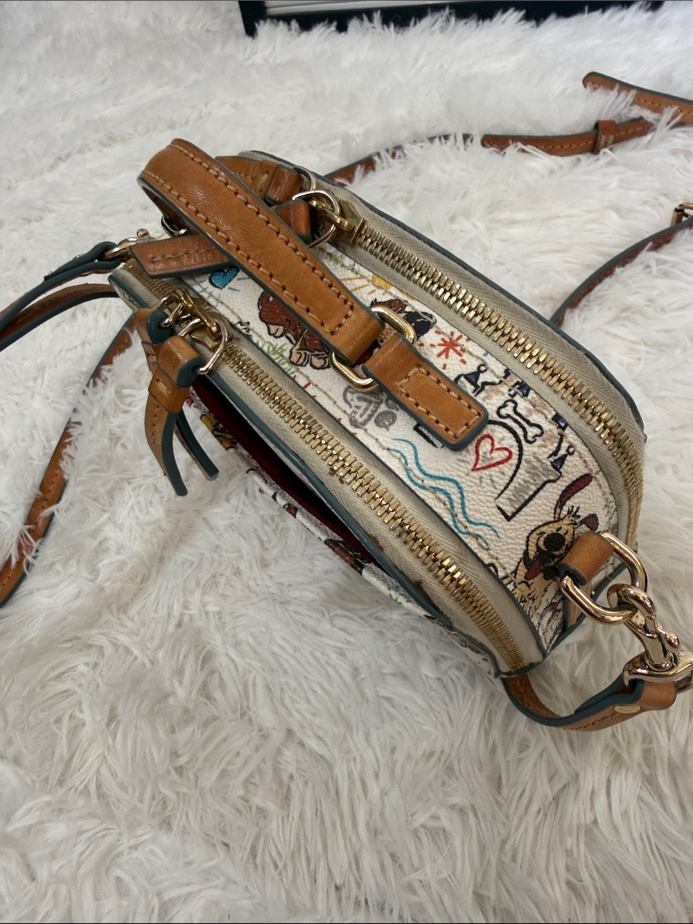 Disney Dooney and Bourke Dogs Paw Prints Sketch Ambler Crossbody Bag - Picture 16 of 16